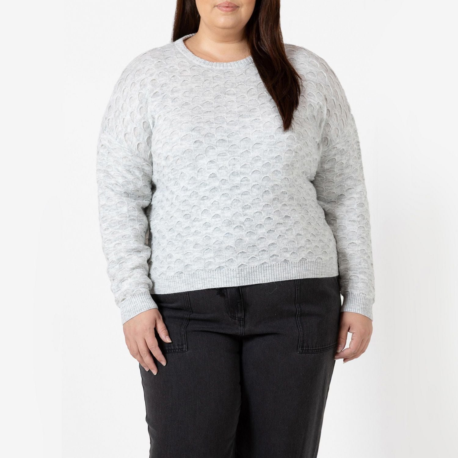 Devoted Long Sleeve Scalloped Stitch Sweater