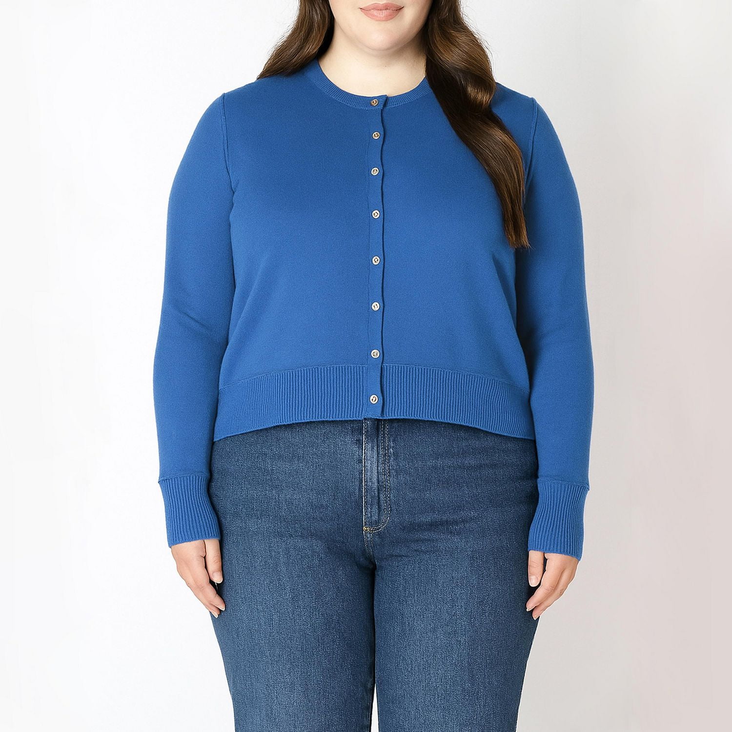 Devoted cardigan à manches longues et col rond simple