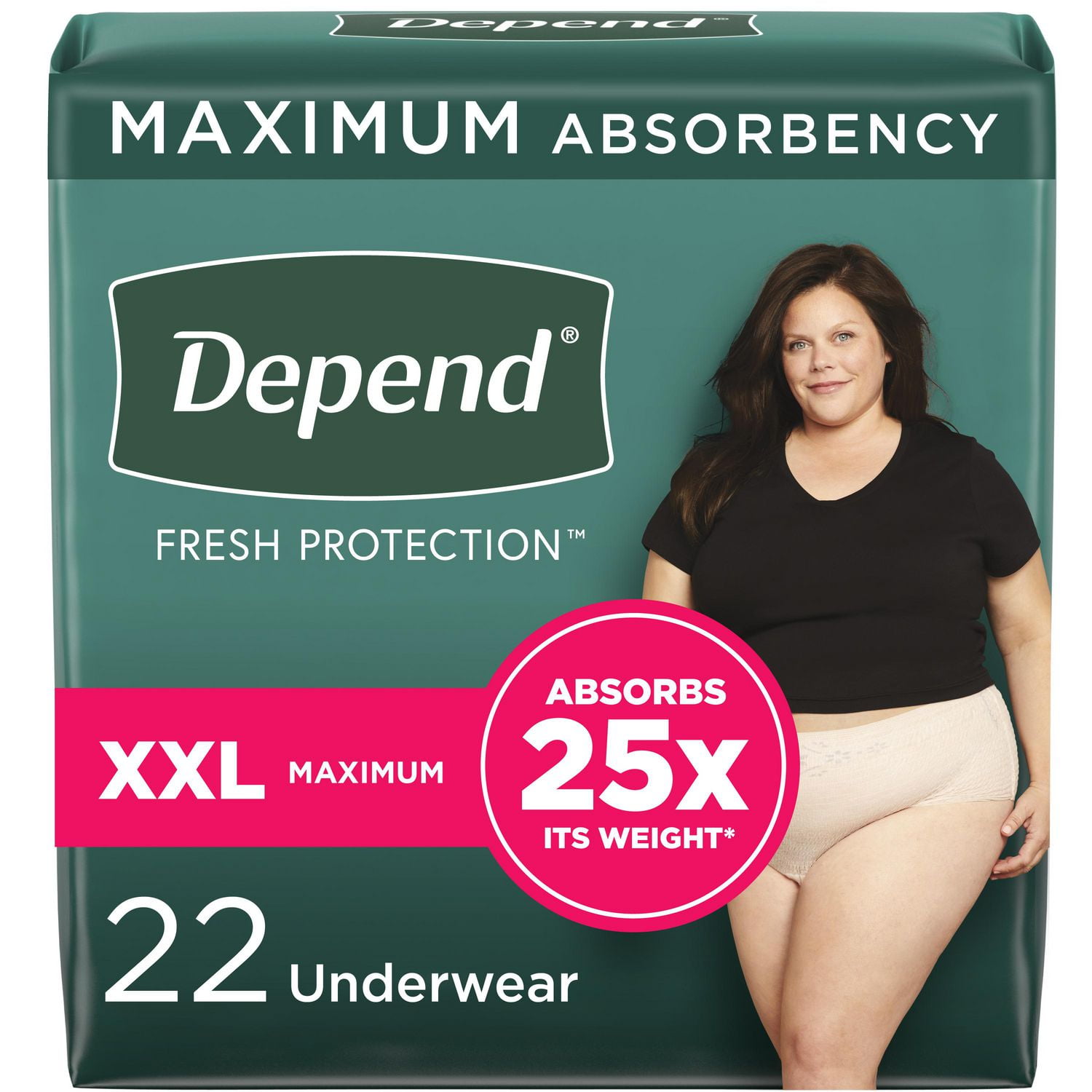 Depend Adult Incontinence Underwear for Women, Disposable, Maximum Extra  Large Blush