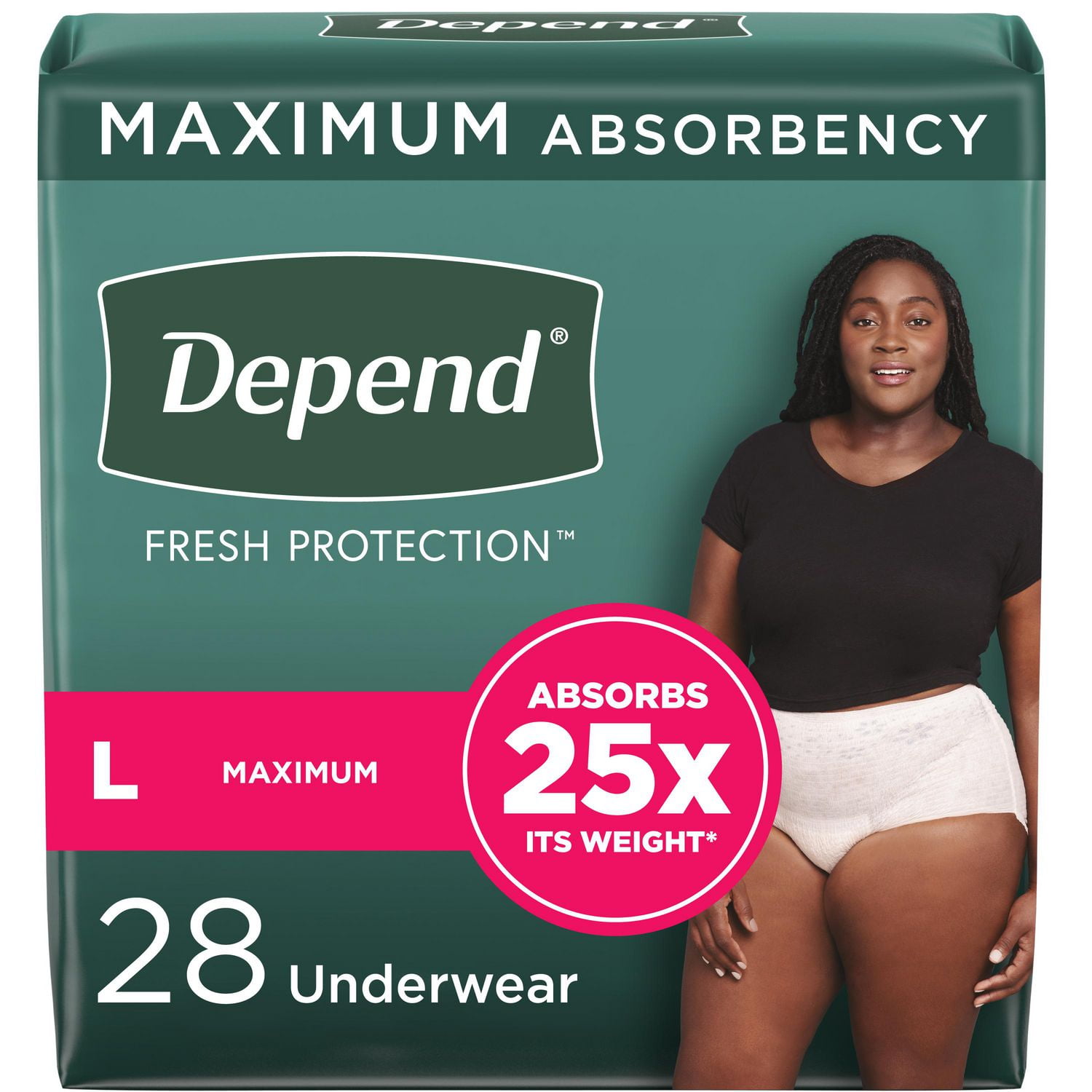Depend Fresh Protection Adult Incontinence Underwear for Women Formerly Depend Fit Flex Disposable S XXL Blush 26 32 Count