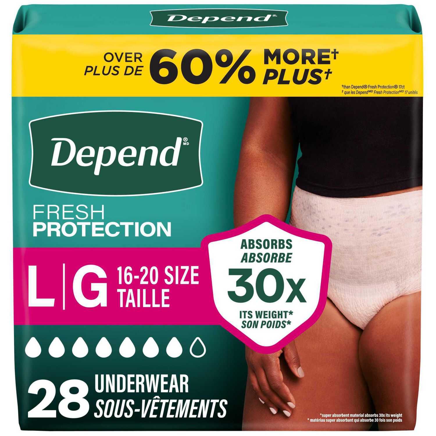 Depend Fresh Protection Adult Incontinence Underwear for Women, Disposable, Blush, L, 28 ct