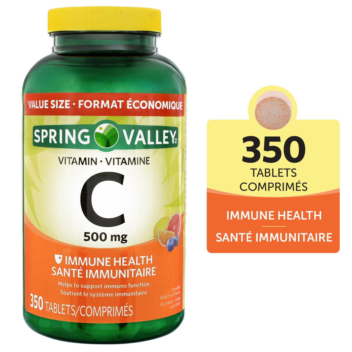 Spring Valley Vitamin C 500mg VALUE SIZE Chewable Multi-Fruit Flavour