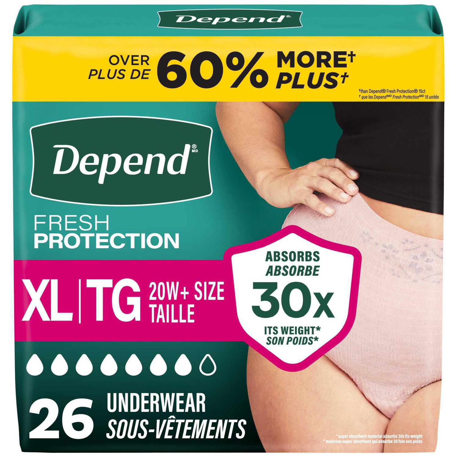 Depend Fresh Protection Adult Incontinence Underwear for Women, Disposable, Blush, L, 28 ct