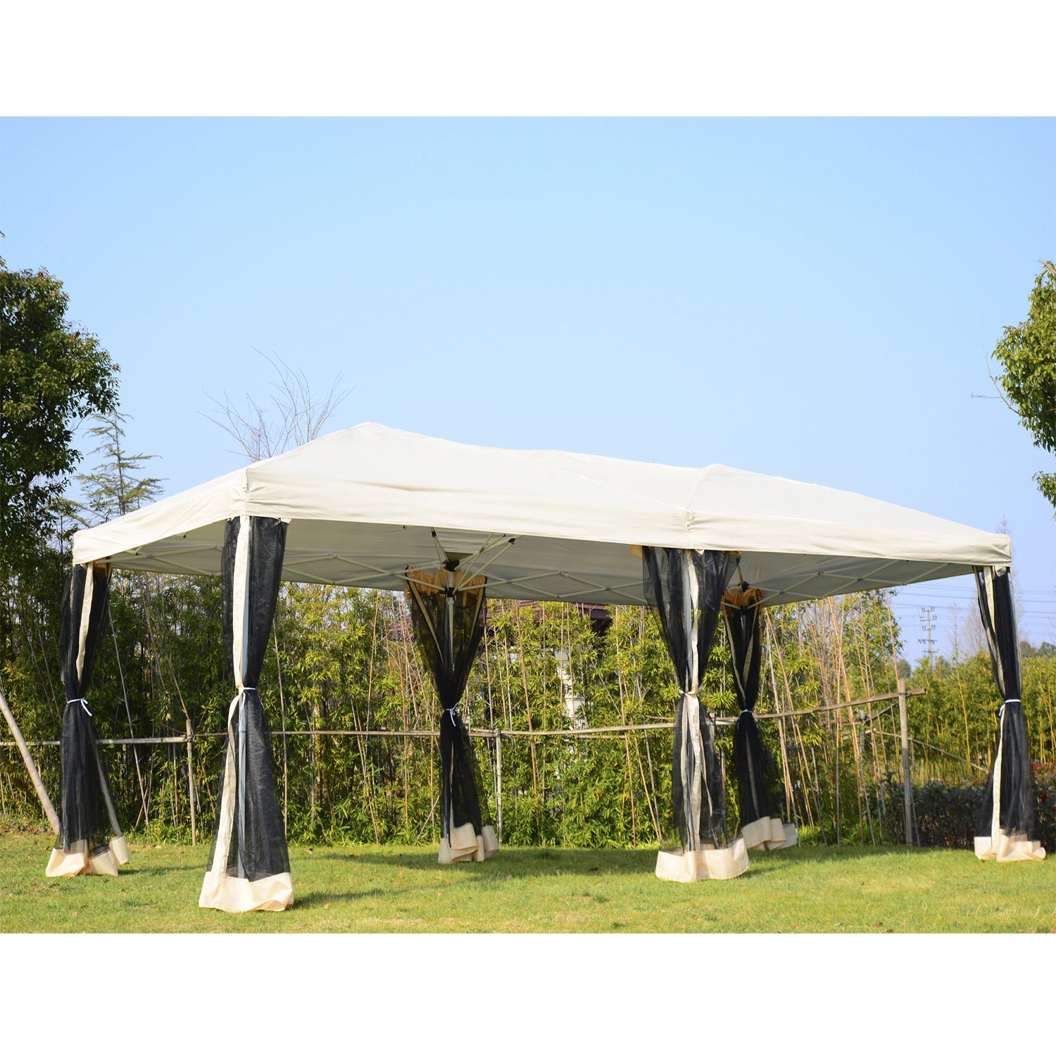 Outsunny 10'x20' Pop up Canopy with 6 Removable Mesh Sidewalls