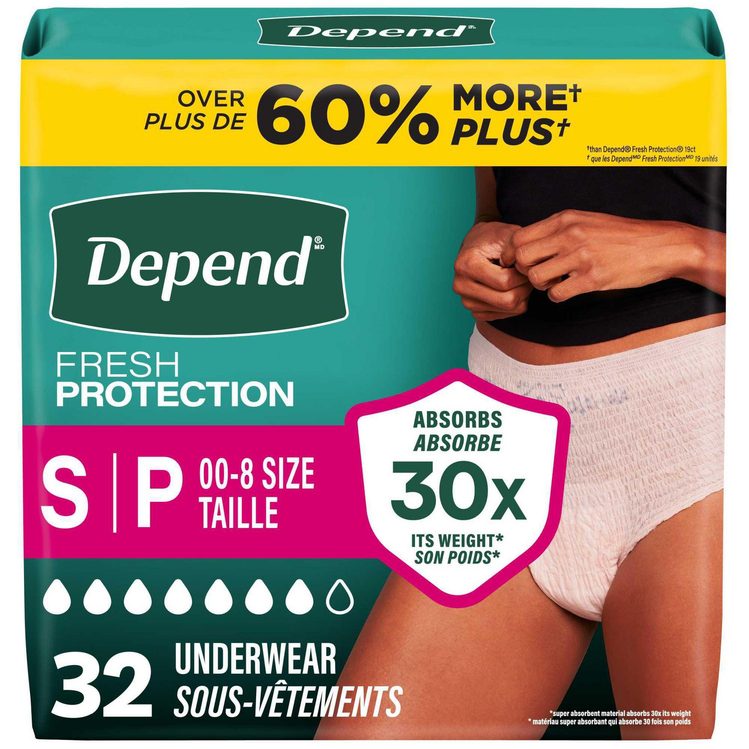 Depend Fresh Protection Adult Incontinence Underwear for Women, Disposable, Blush, L, 28 ct