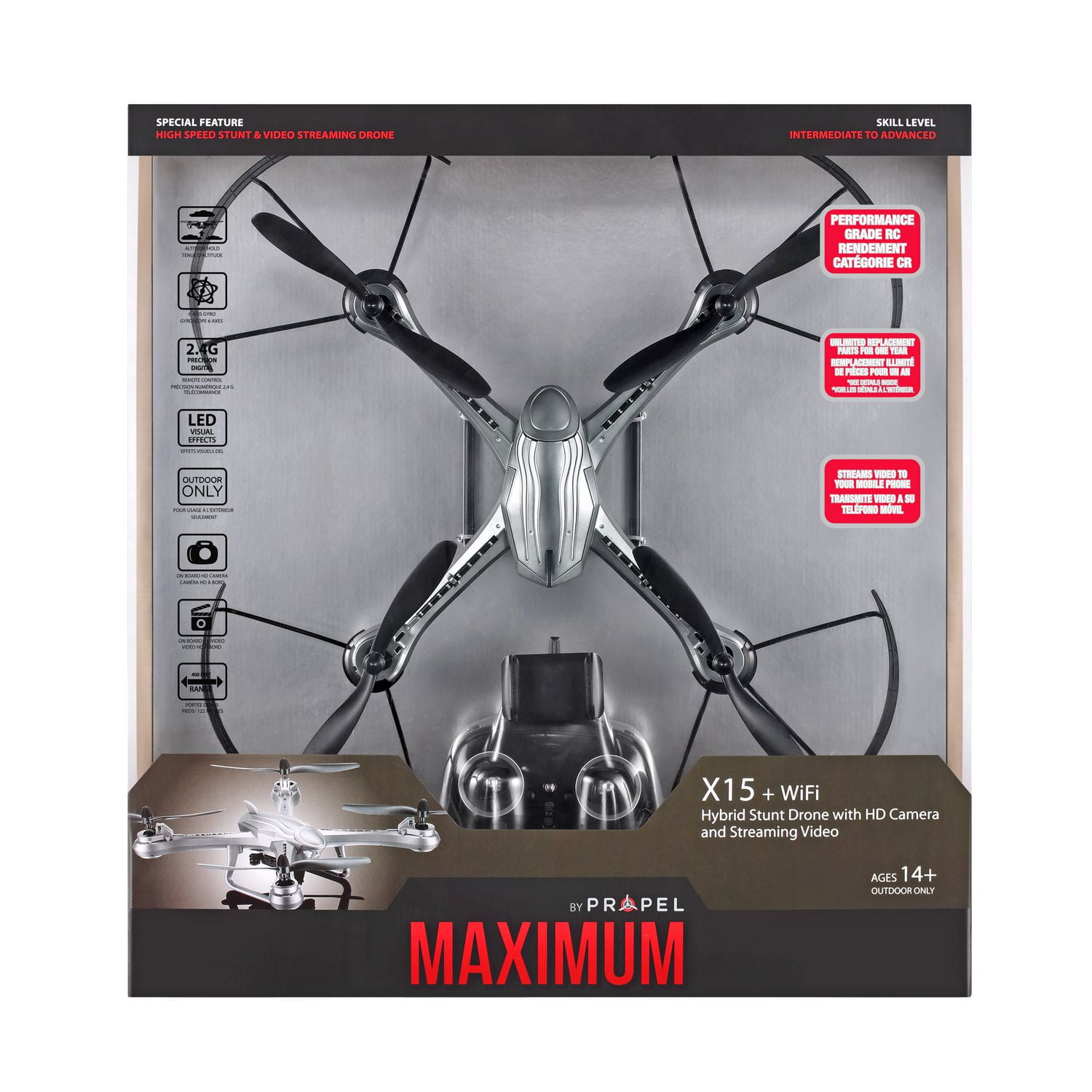 Propel maximum x15 hybrid stunt cheap drone with hd camera and wifi