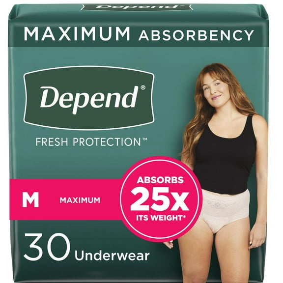 Depend Fresh Protection Adult Incontinence Underwear for Women, Disposable, Blush, L, 28 ct