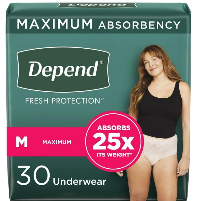 Depend Fresh Protection Adult Incontinence Underwear for Women, Disposable, Blush, L, 28 ct
