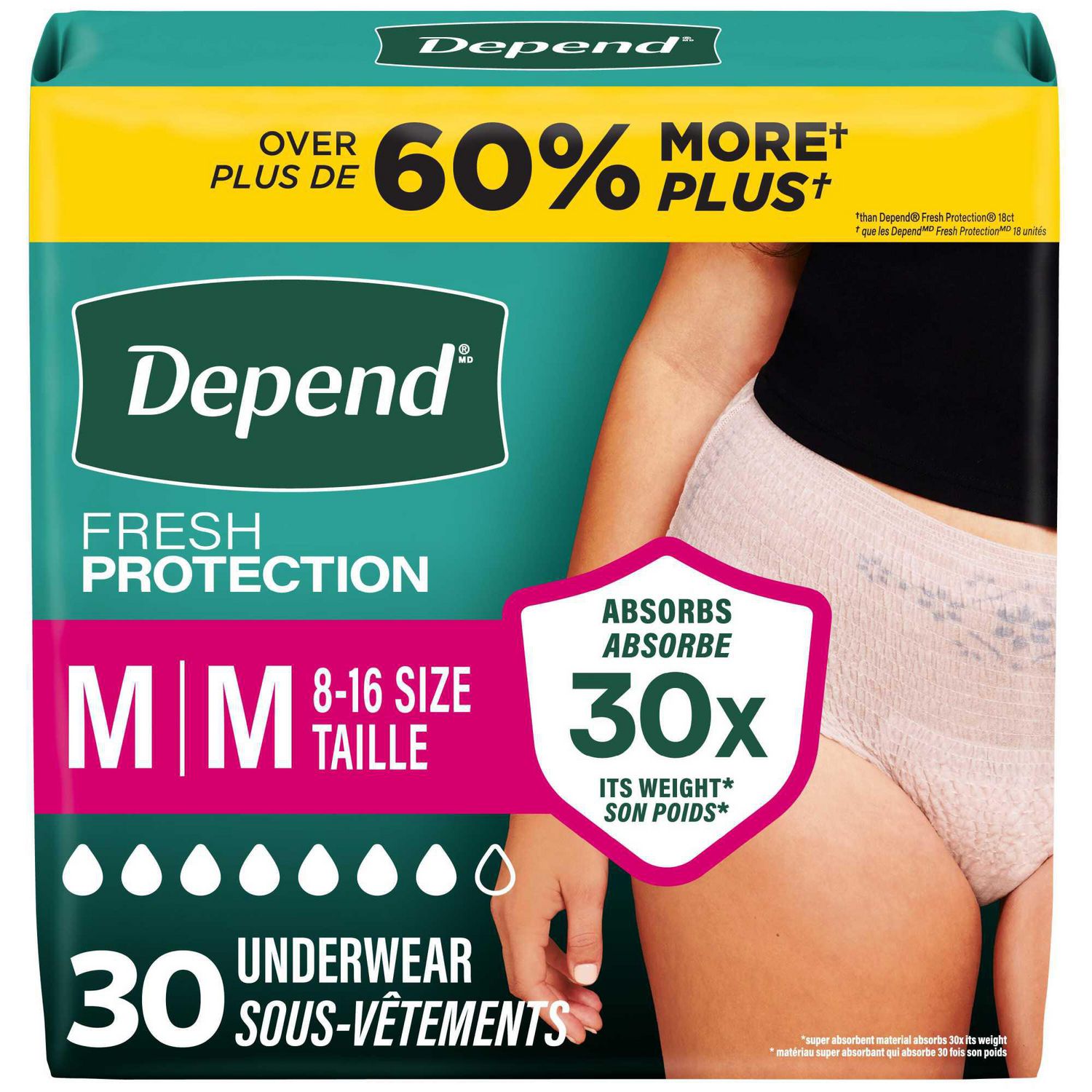 Depend Fresh Protection Adult Incontinence Underwear for Women, Disposable, Blush, L, 28 ct