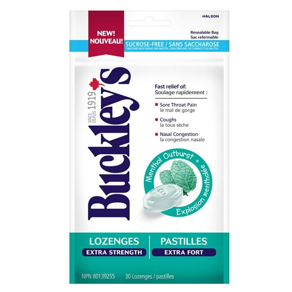 Pastilles Buckley Extra Fort – Explosion Mentholée, 30 ct