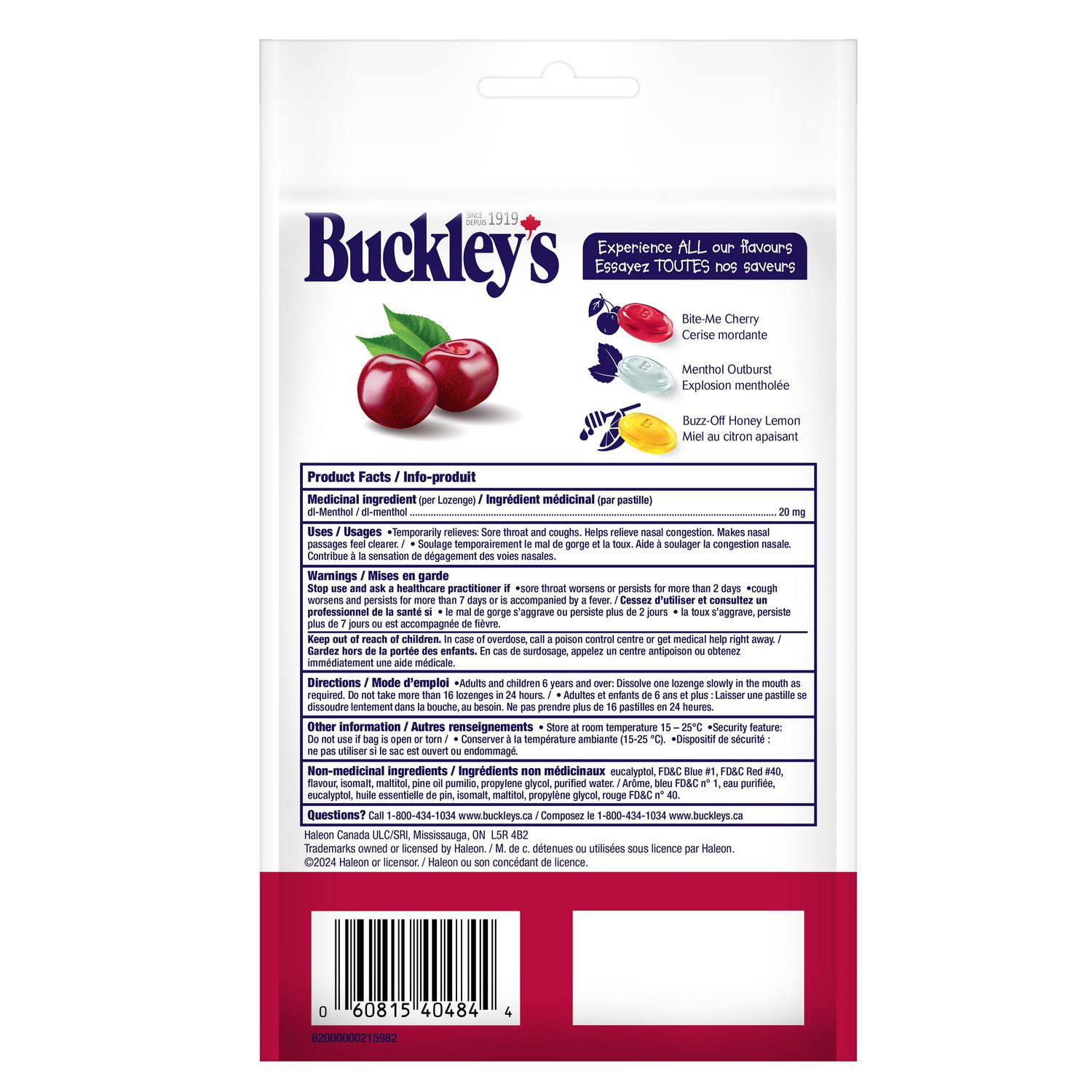 Buckley's Extra Strength Lozenges, Flavour Bite-me Cherry, 30 ct