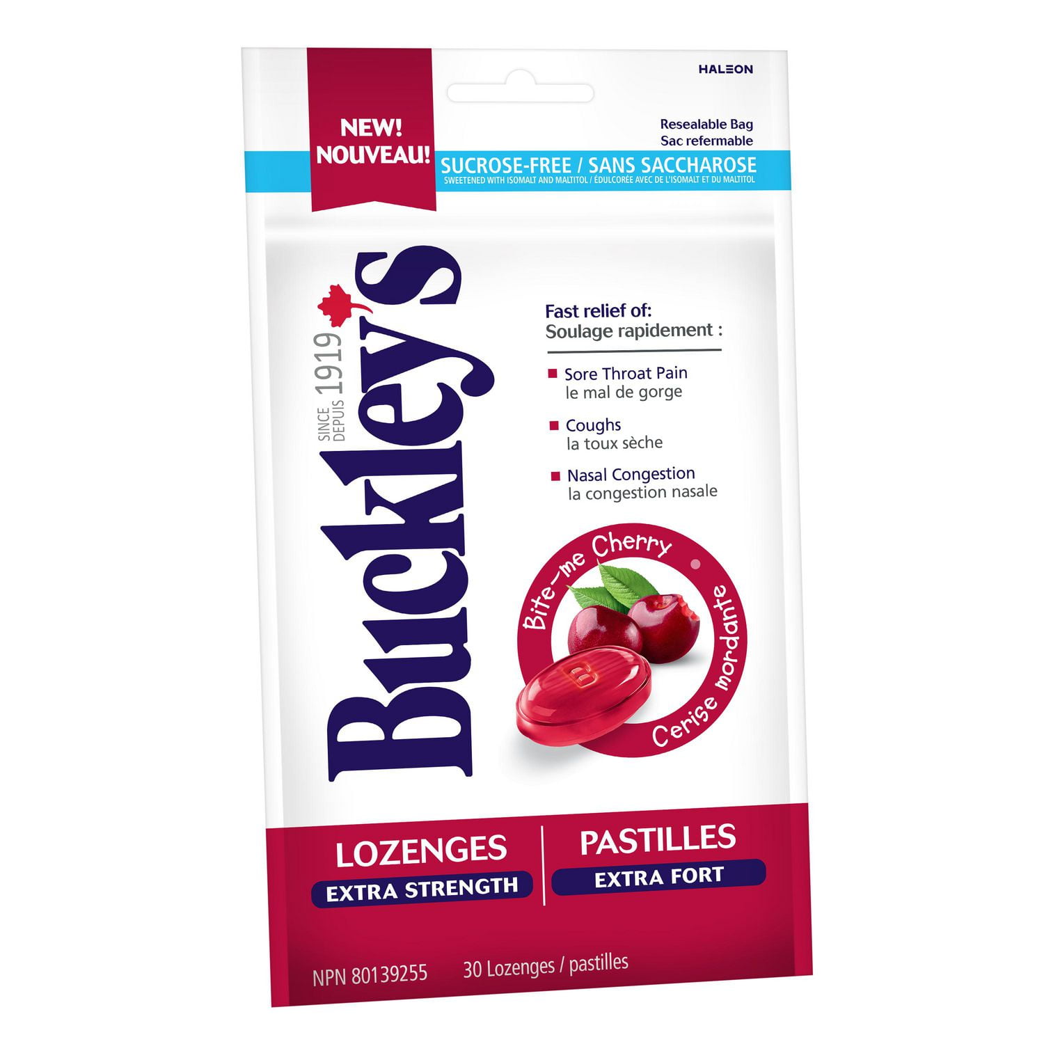 Pastilles Buckley Extra Fort – Cerise Mordante, 30 ct