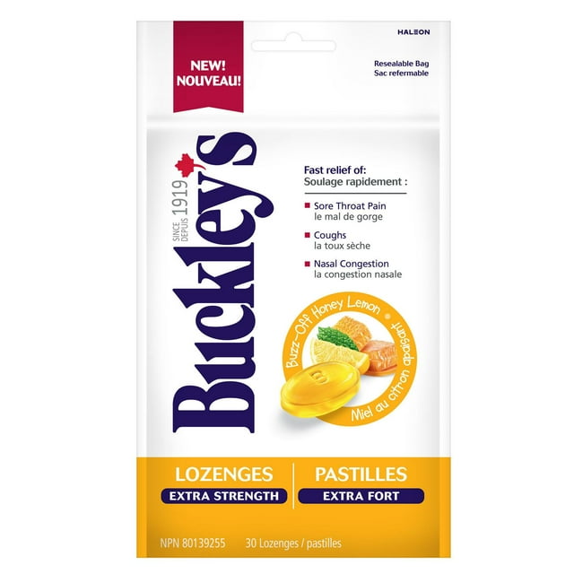 Buckley's Extra Strength Lozenges, Flavour Buzz-Off Honey Lemon, 30 ct