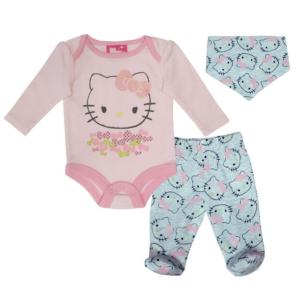 Ensemble 3 pièces cache-couche avec pantalon et bandana Hello Kitty pour bébés filles