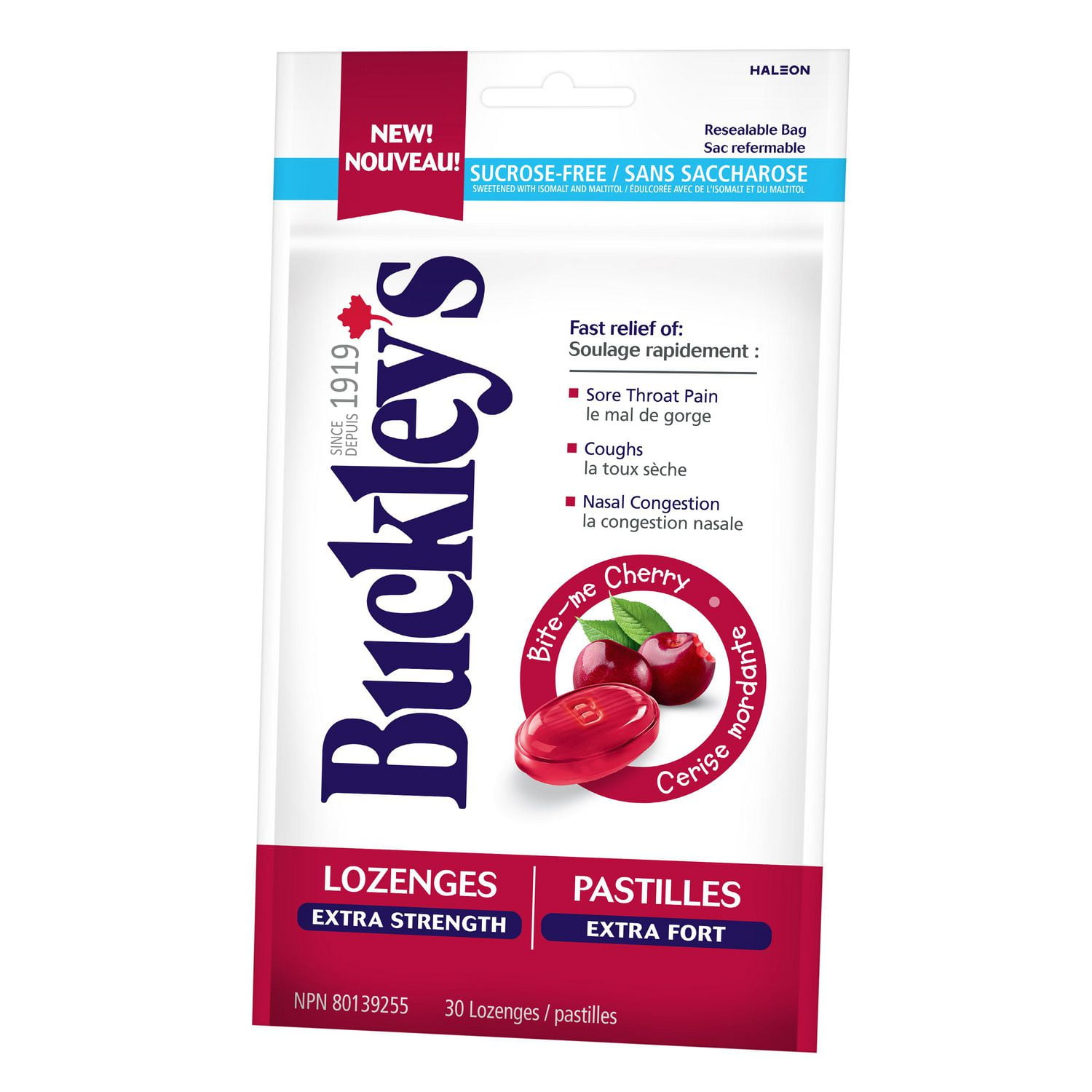 Pastilles Buckley Extra Fort – Cerise Mordante, 30 ct