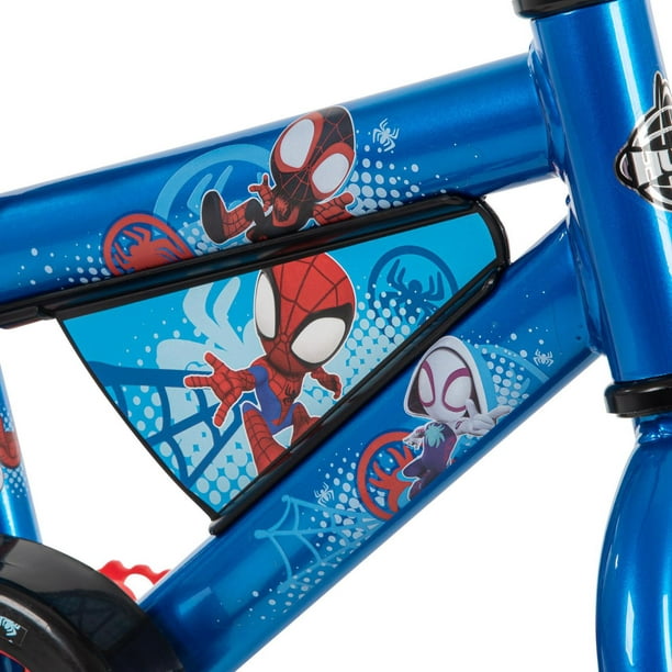  Huffy Marvel Spidey & His Amazing Friends - Bicicleta infantil  de 16 pulgadas con ruedas de entrenamiento, montaje de conexión rápida,  color azul : Deportes y Actividades al Aire Libre