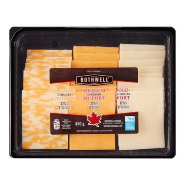 Assortiment de fromages en tranches Bothwell - Marbré, Cheddar moyen et Cheddar blanc fort