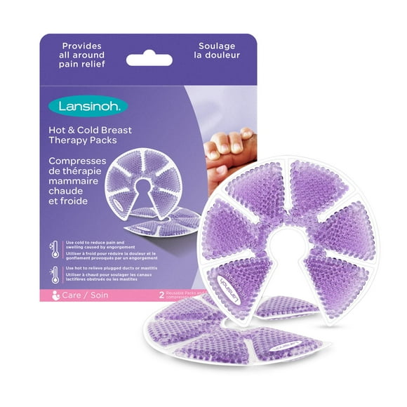 Lansinoh Packs de thérapie mammaire chaude et froide 2 packs thérapeutiques, 2 couvertures souples