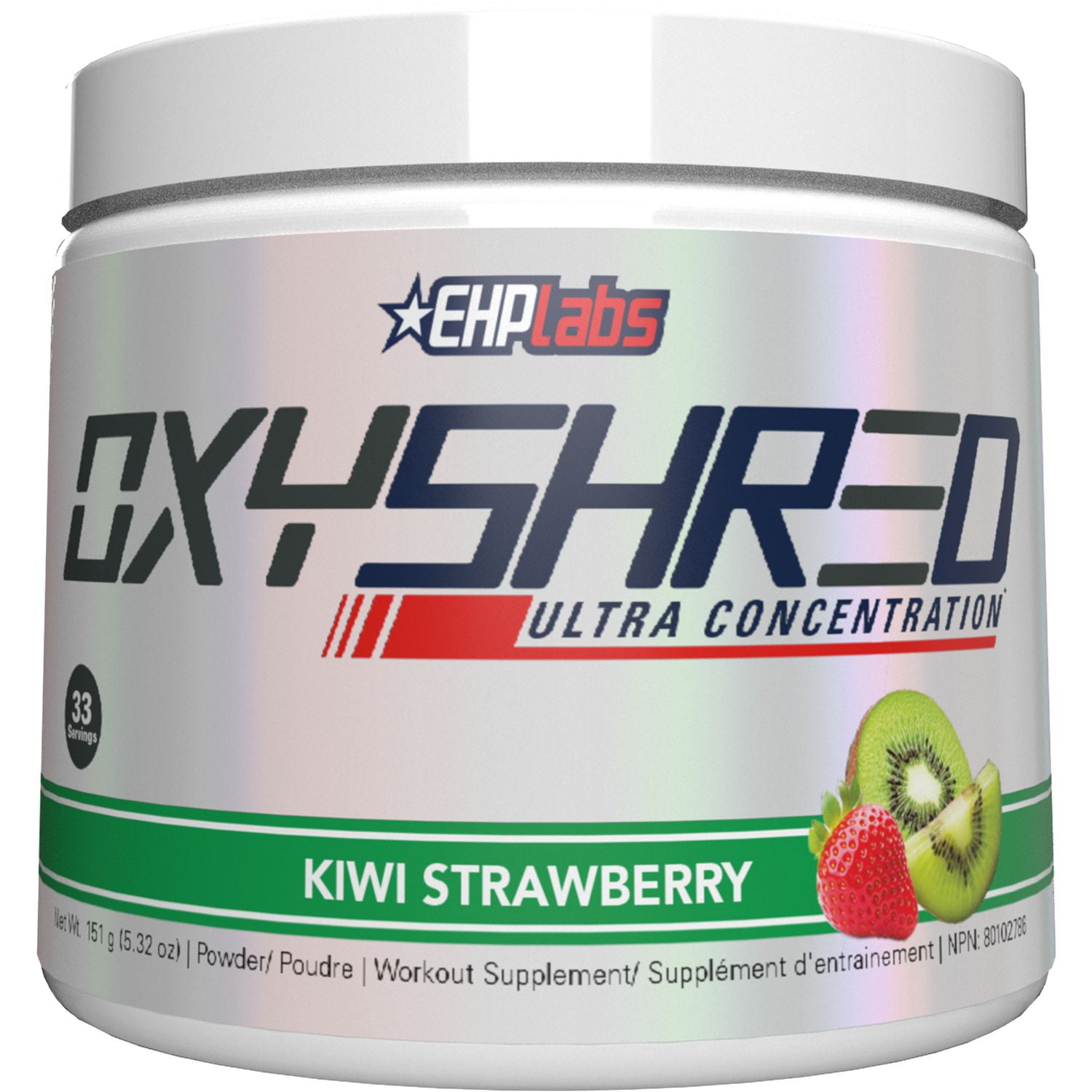 EHPLabs OxyShred – Poudre Thermogénique Pré-Entraînement et Supplément Brûle-Graisses, Saveur Kiwi-Fraise