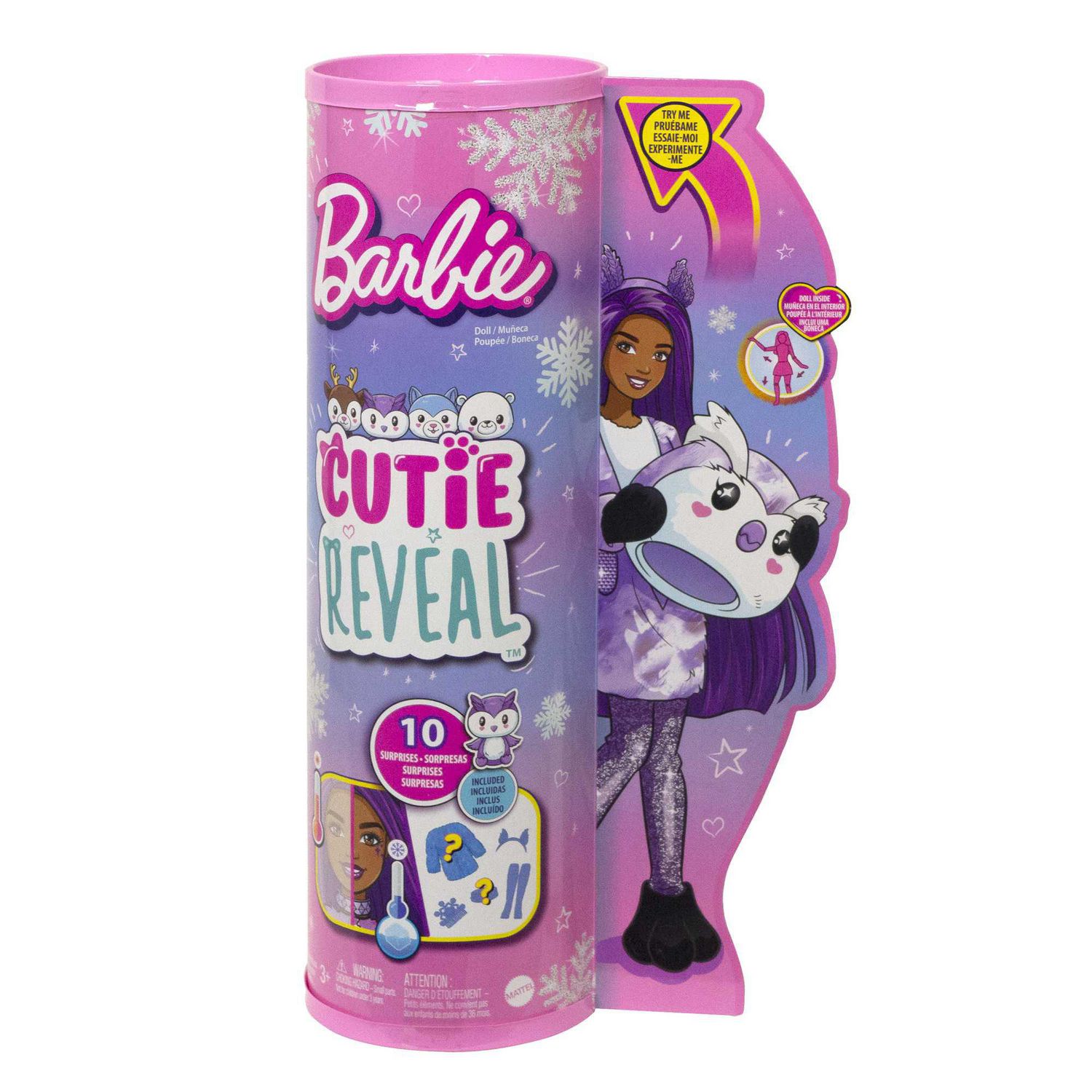 Barbie Cutie Reveal clat de flocon de neige Poup e chouette