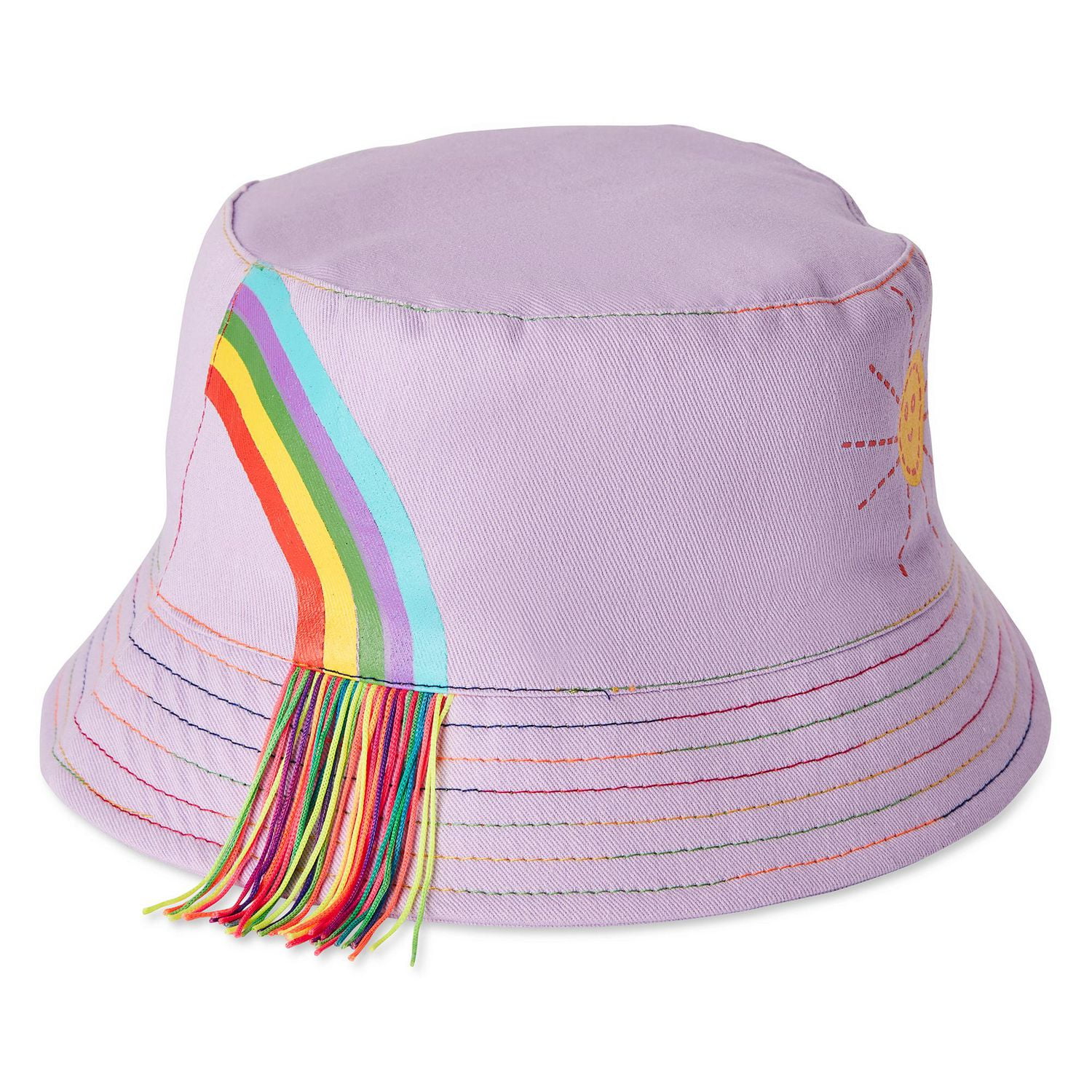 George Toddler Girls' Bucket Hat with Rainbow Print and Fringe