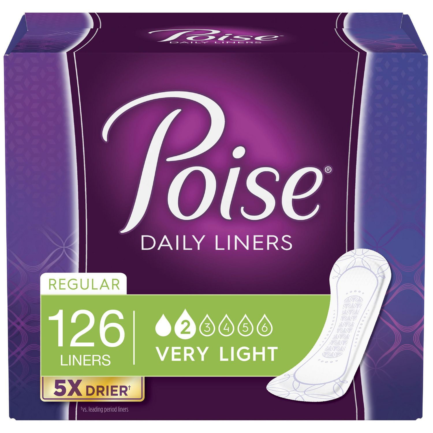 Poise Daily Incontinence Panty Liners, Very Light Absorbency