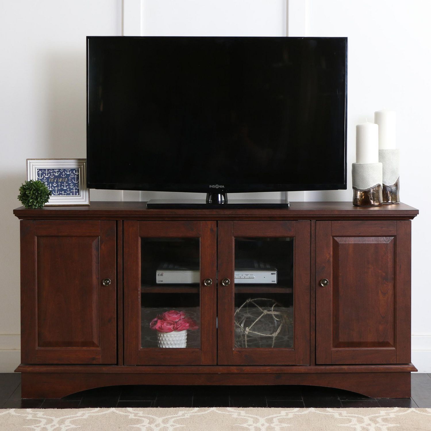 Manor Park Traditional Wood TV Stand with Storage for TV's up to 56 ...