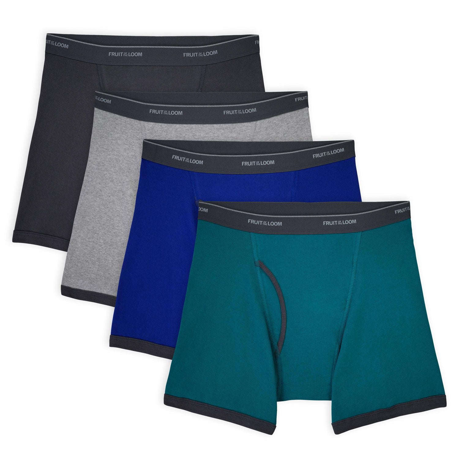 Fruit of the Loom Mens' Low Rise Boxer Briefs, 4-Pack