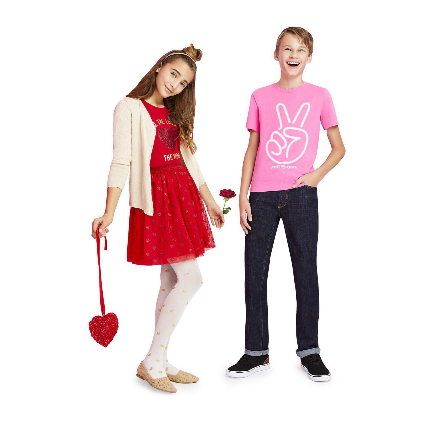 George Girls' Glitter Heart Tee