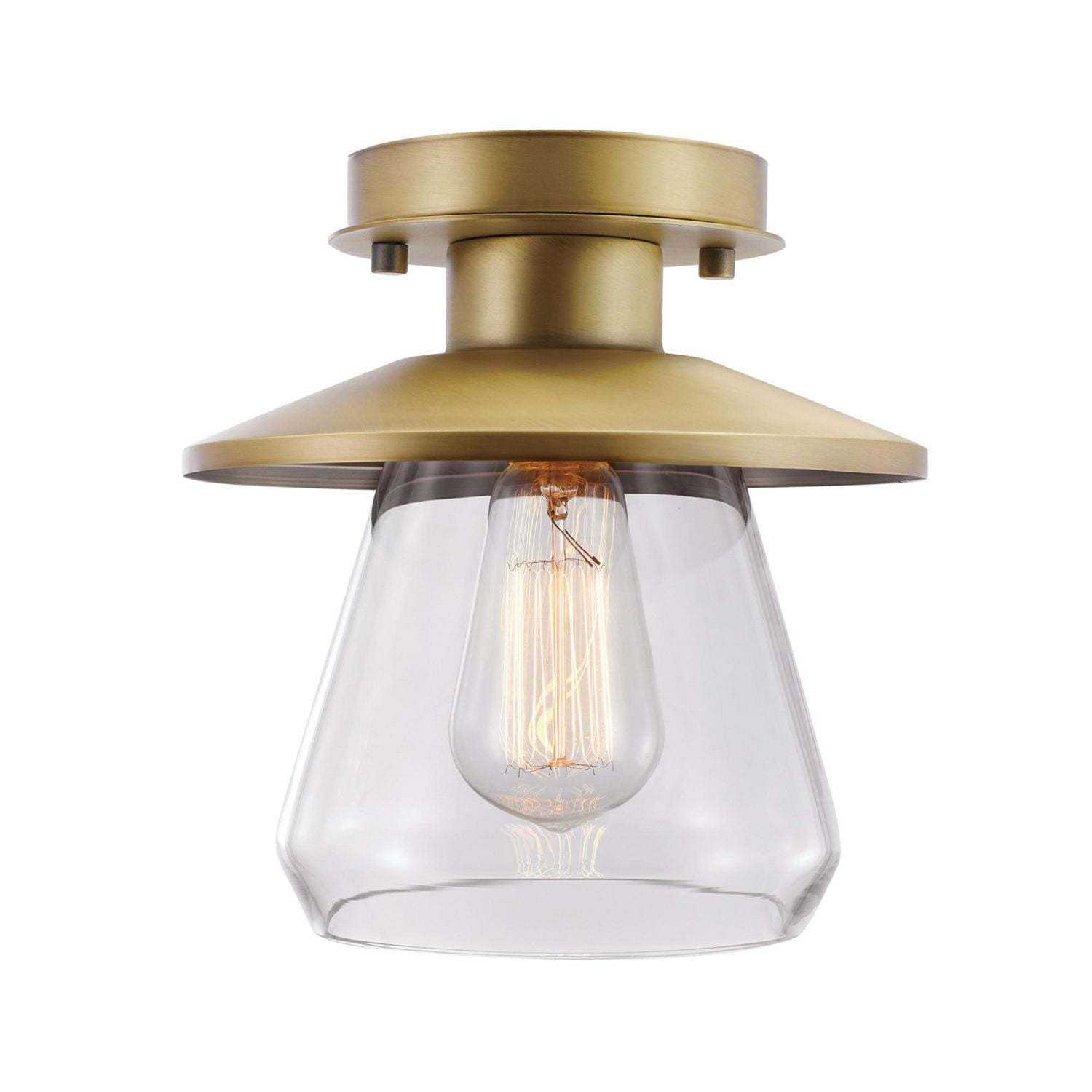 Nate 1 Light Semi Flush Mount Ceiling Oil Rubbed Bronze Clear Glass Shade