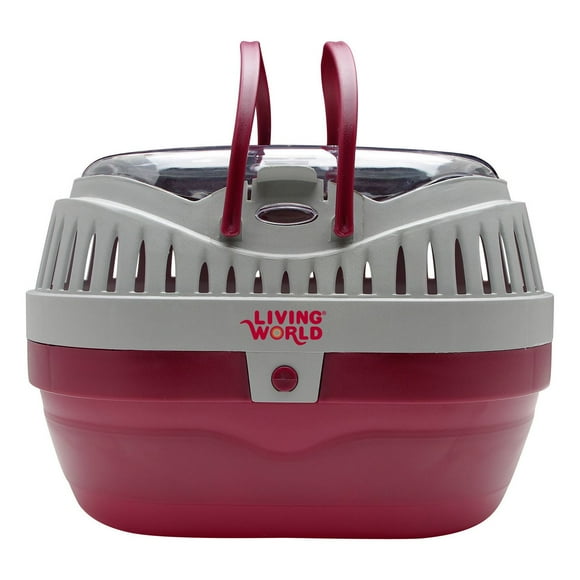 Living World Small Animal Carrier, Large, Red & Grey