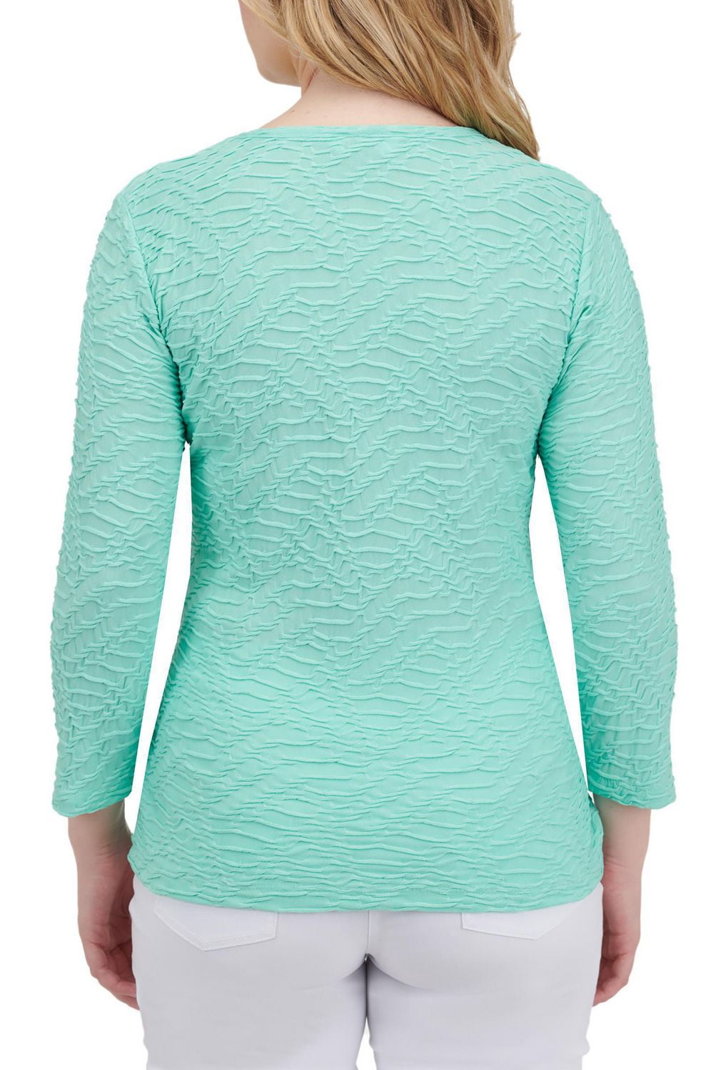 Alia Women's Solid Ripple Knit Top