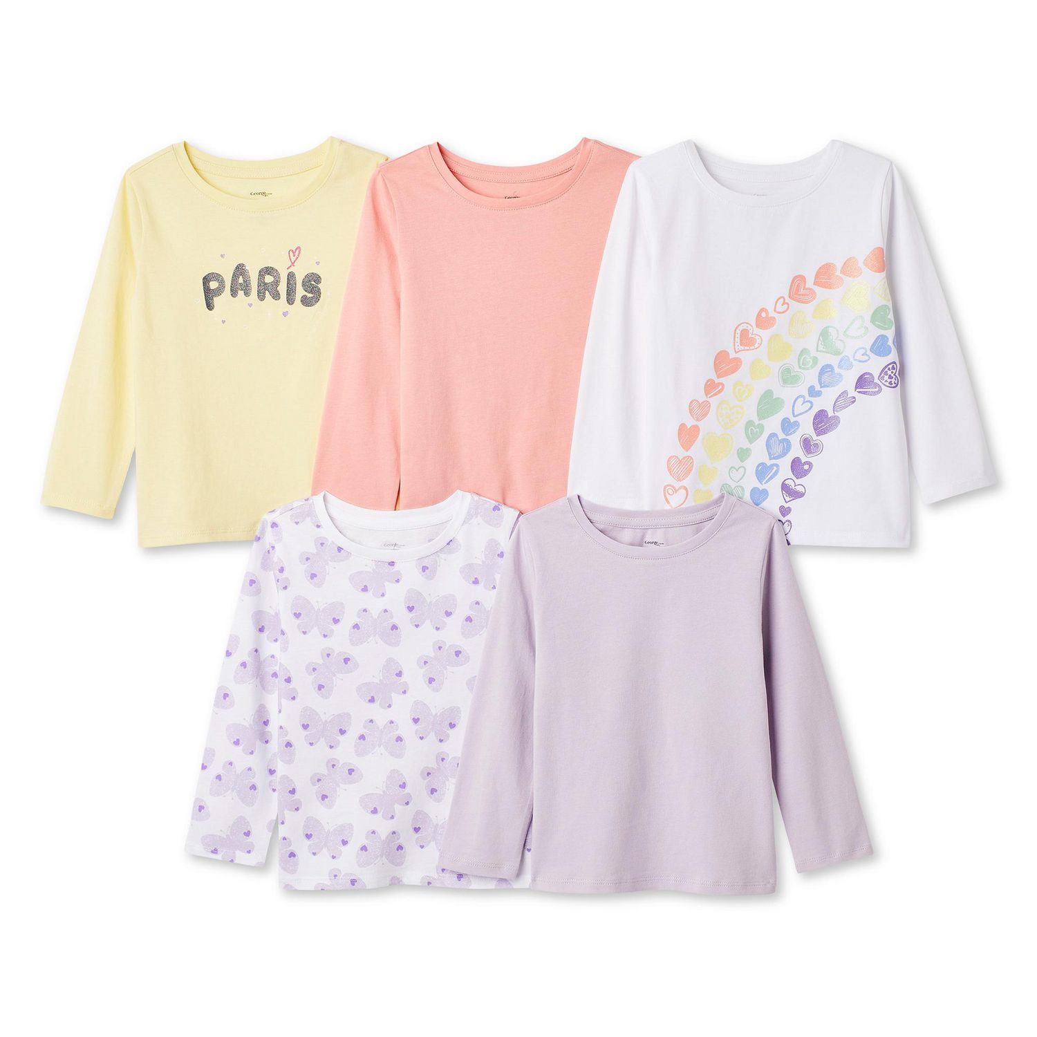 George Toddler Girls' Long-Sleeve T-Shirt 5-Pack