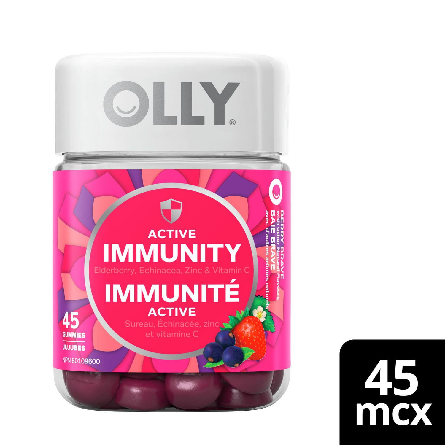 OLLY Active Immunity + Elderberry Berry Brave Gummy Supplement, 45 Gummy Supplements