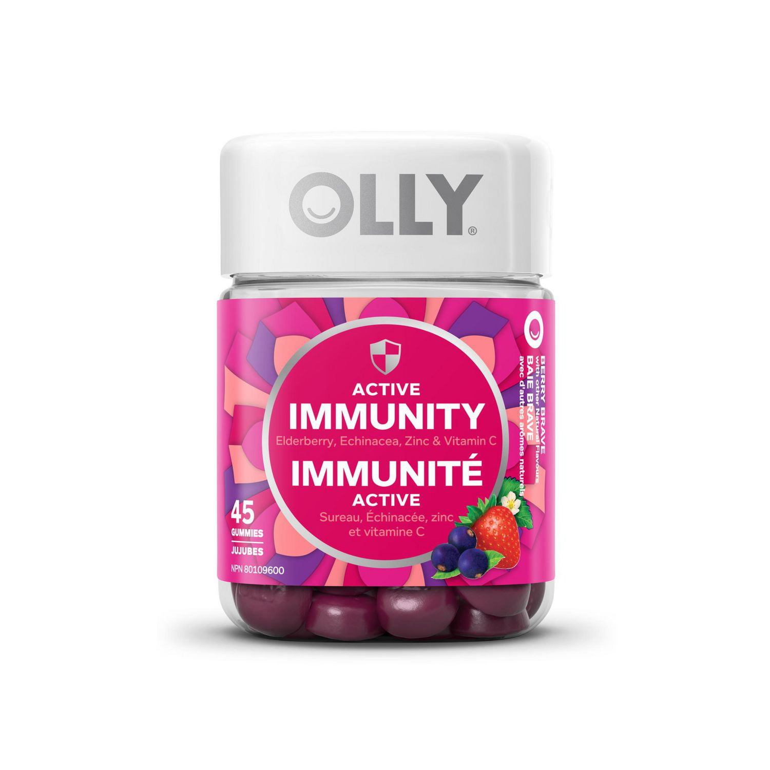 Suppléments Gélifiés OLLY Immunité Active Baie Brave 45 Suppléments Gélifiés