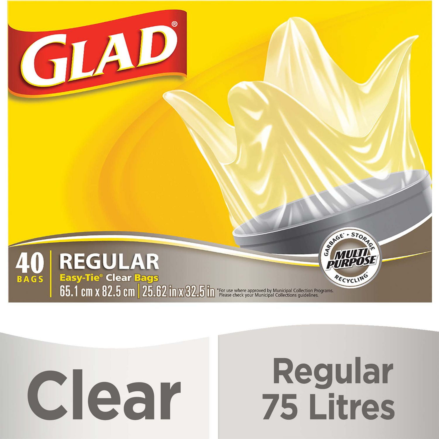 Glad EasyTie® Clear Garbage Bags Regular Walmart Canada