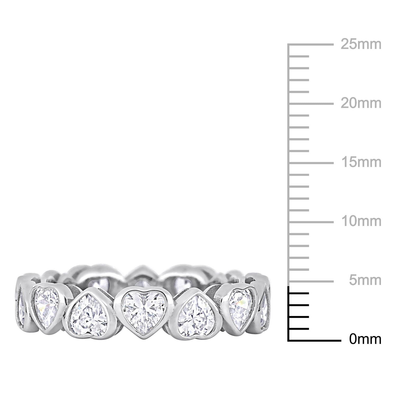 Miabella 4 Carat T.G.W. Cubic Zirconia Sterling Silver Heart Eternity Ring