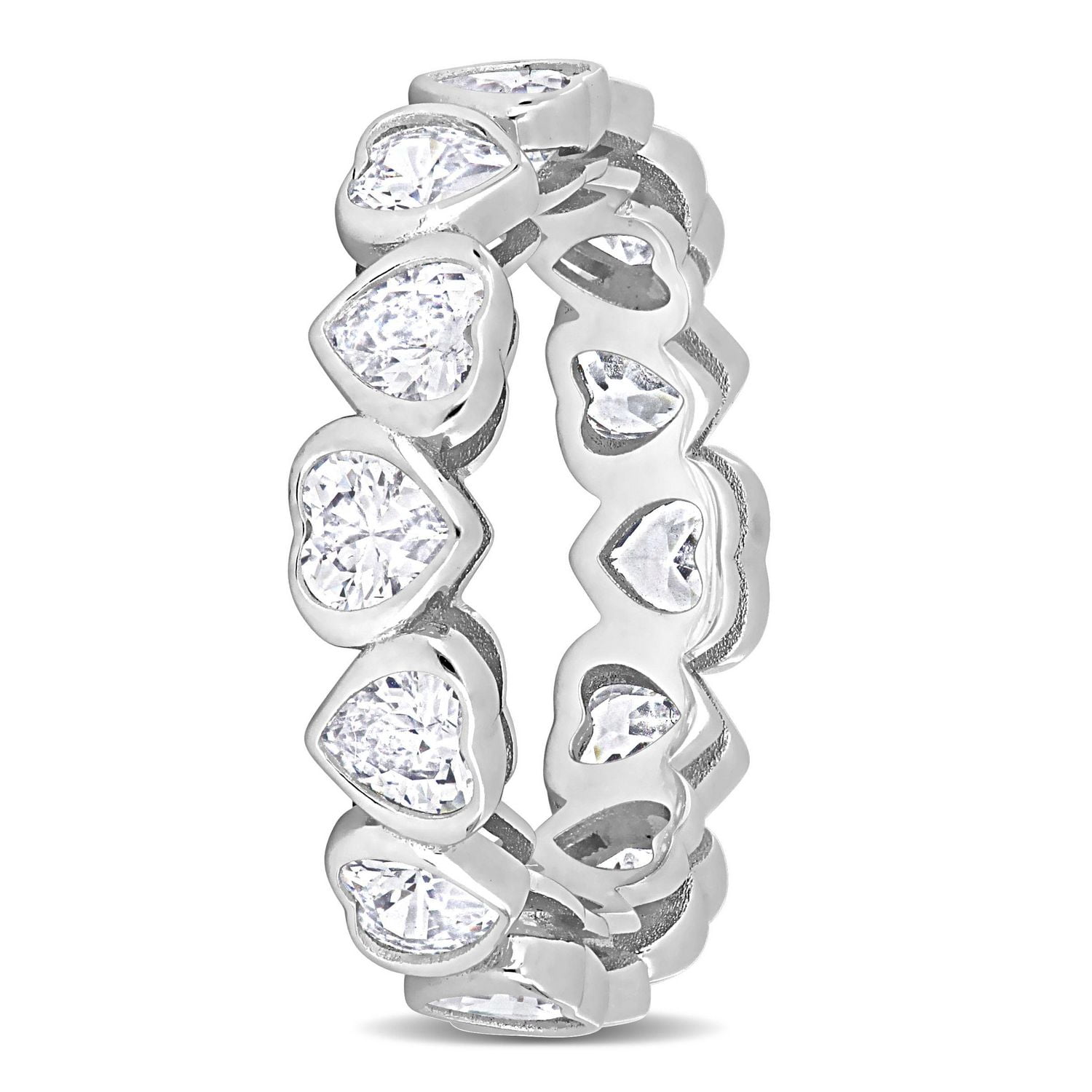Miabella 4 Carat T.G.W. Cubic Zirconia Sterling Silver Heart Eternity Ring