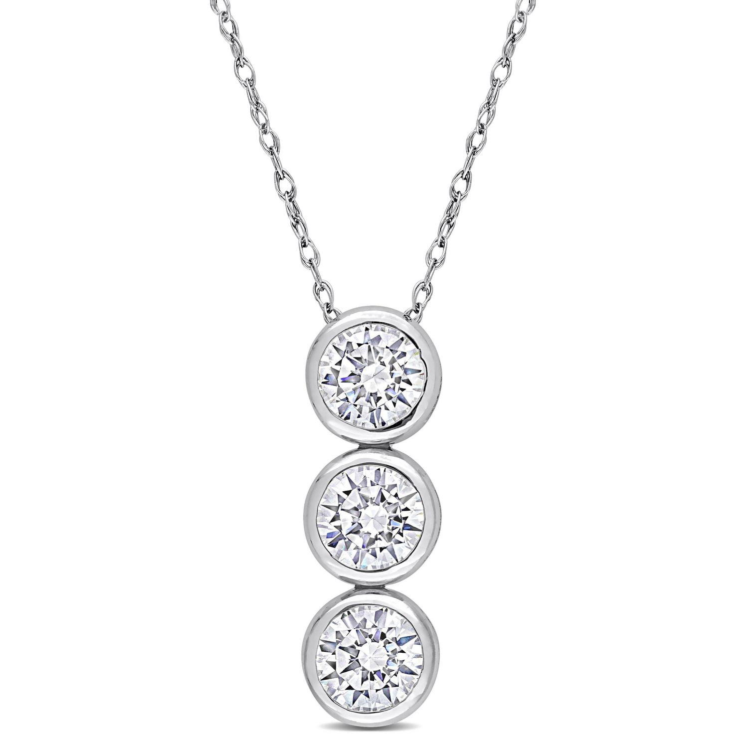 Miabella 2-1/3 Carat T.G.W. Cubic Zirconia Sterling Silver 3-Stone Necklace