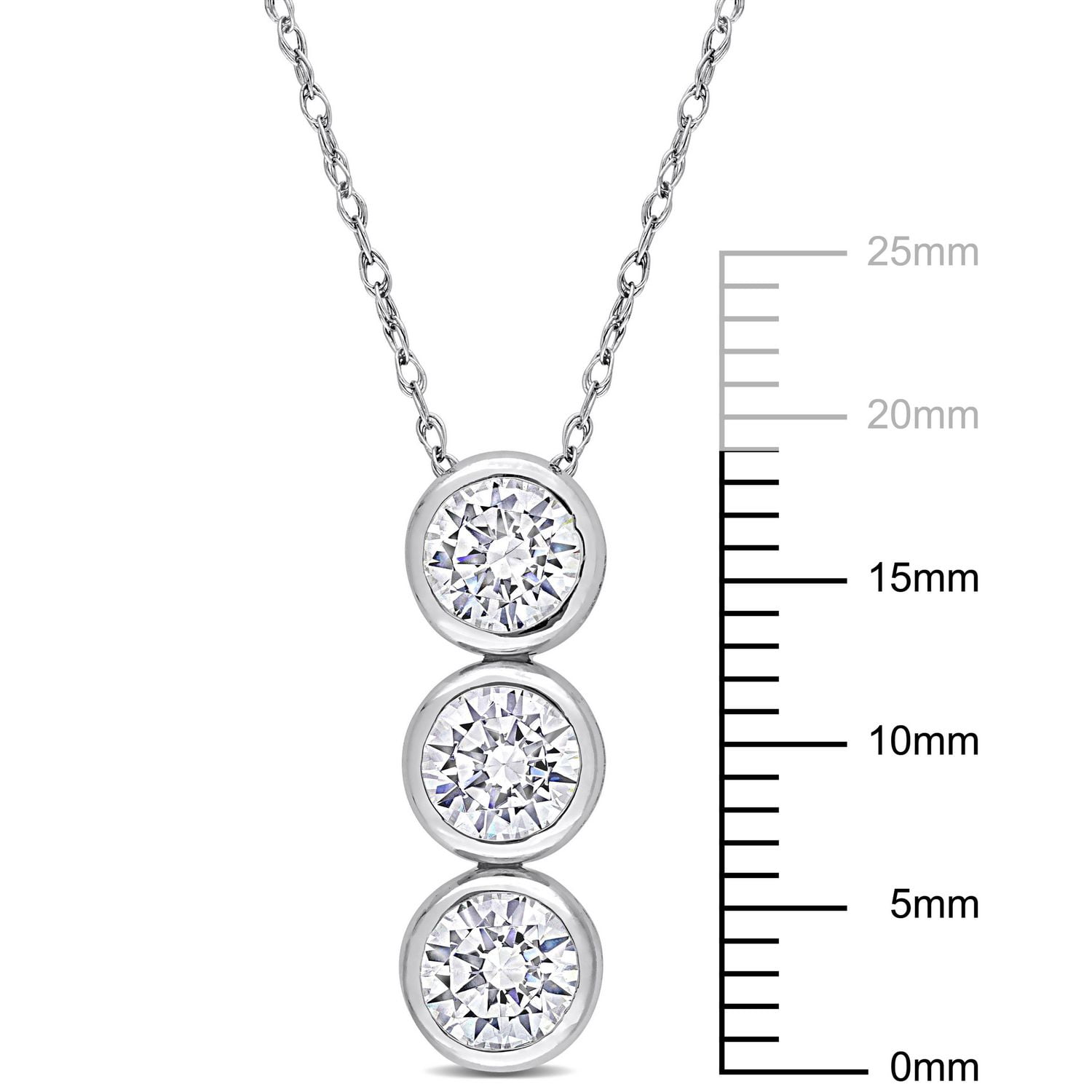 Miabella 2-1/3 Carat T.G.W. Cubic Zirconia Sterling Silver 3-Stone Necklace