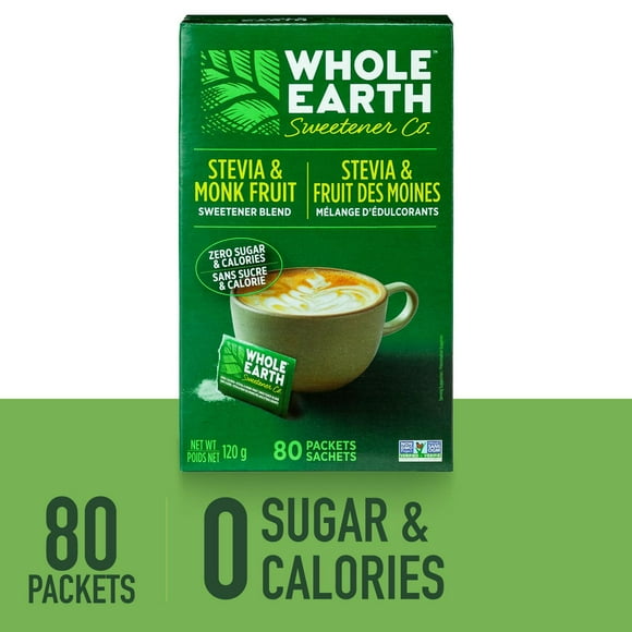 Whole Earth Monk Fruit & Stevia 80pk, Whole Earth 80pk