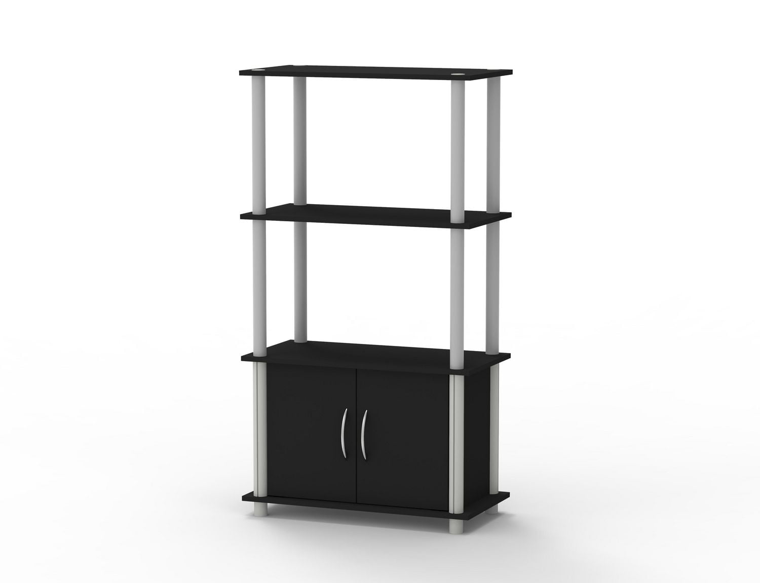 Home Basics Tablette de rangement à 4 niveaux avec armoire, noir