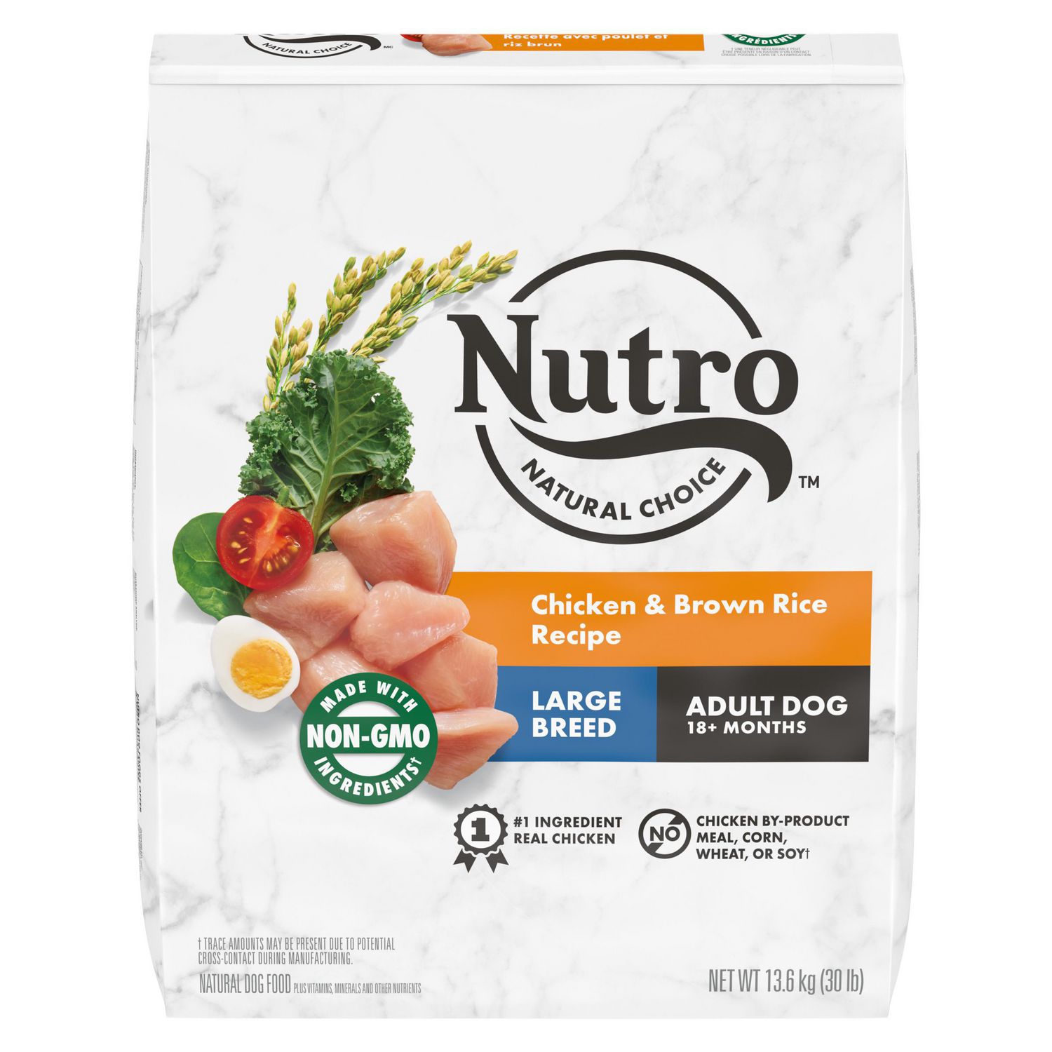 Dog　Choice　Natural　Food,　Nutro　Dry　Rice　Recipe　Brown　Chicken　13.61kg