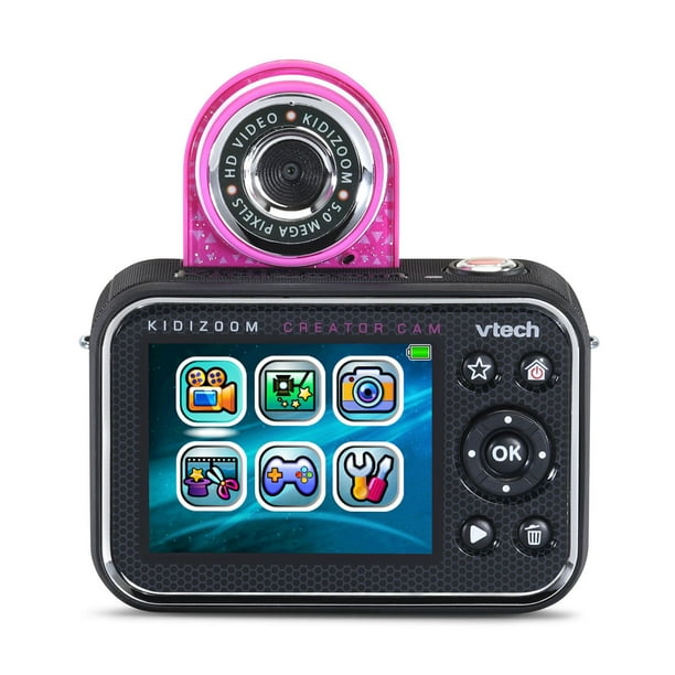 VTech KidiZoom Creator Cam, appareil photo haute définition pour enfants,  écran vert inclus, bâton/trépied à selfie 4+ Ans 