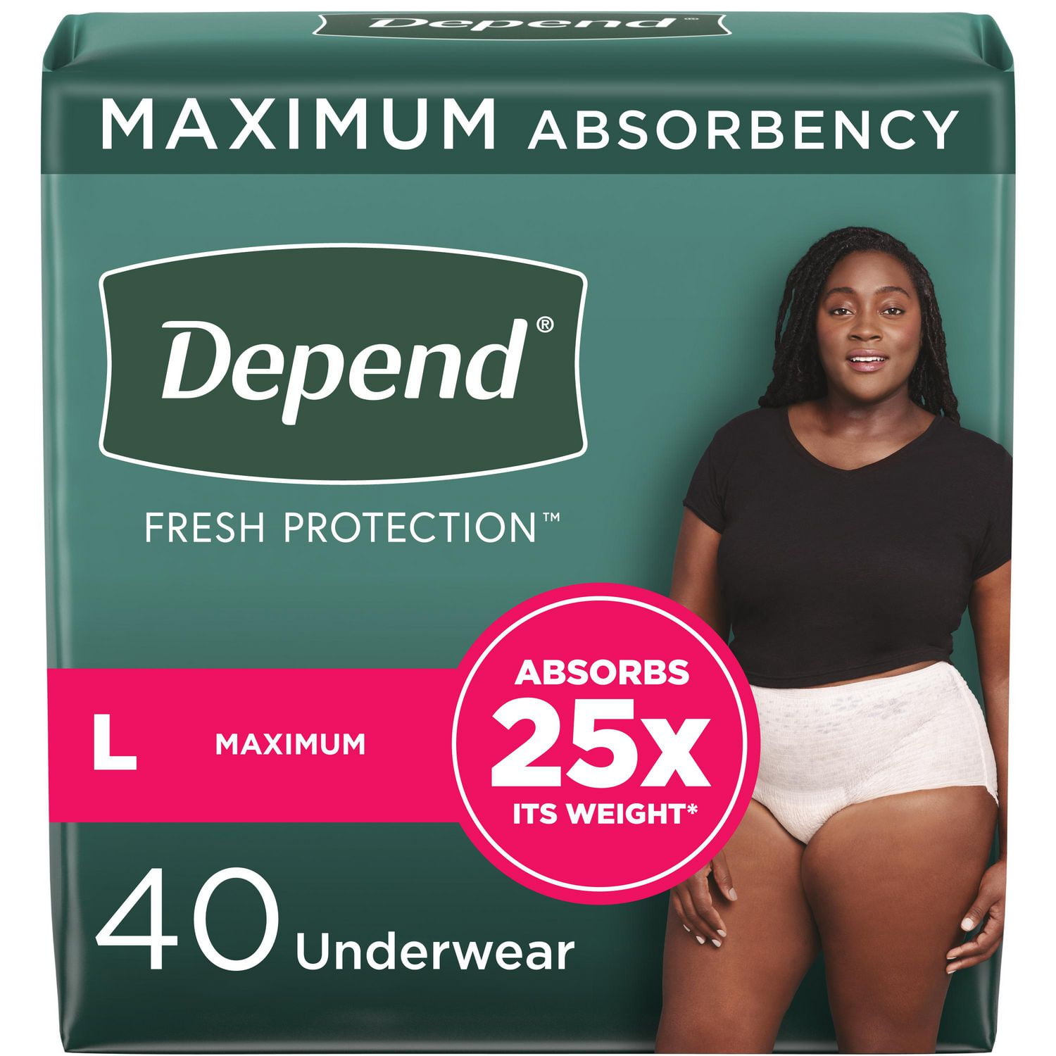 Depend Fresh Protection Adult Incontinence Underwear for Women (Formerly  Depend Fit-Flex), Disposable, Maximum, Blush, 36 - 44 Count