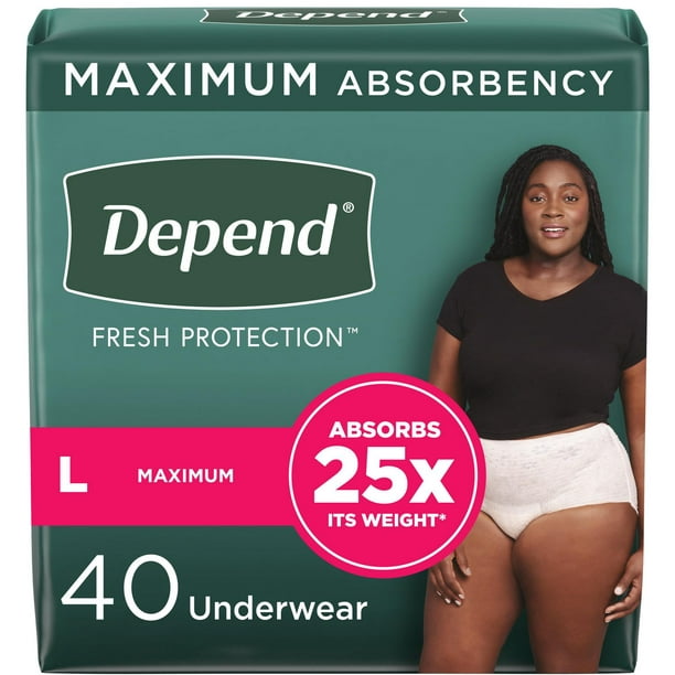 Sous-vêtement d’incontinence Depend Fresh Protection pour femmes, degré d’absorption maximal, couleur rosée 36 - 44 Unités