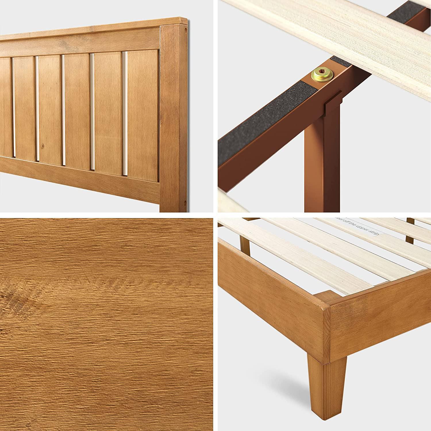 ZINUS Alexis Deluxe Wood Platform Bed Frame with Headboard / Wood 