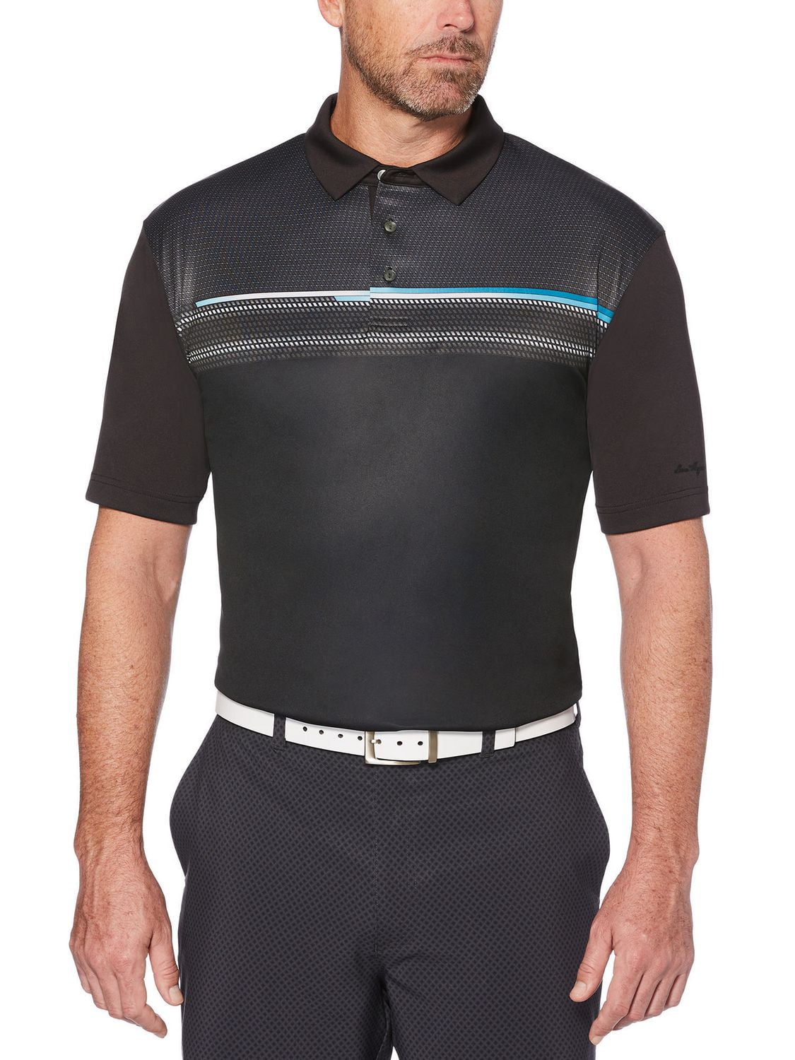 Chemise polo performance Ben Hogan pour hommes à manches courtes avec de minis imprimés géométriques empilés