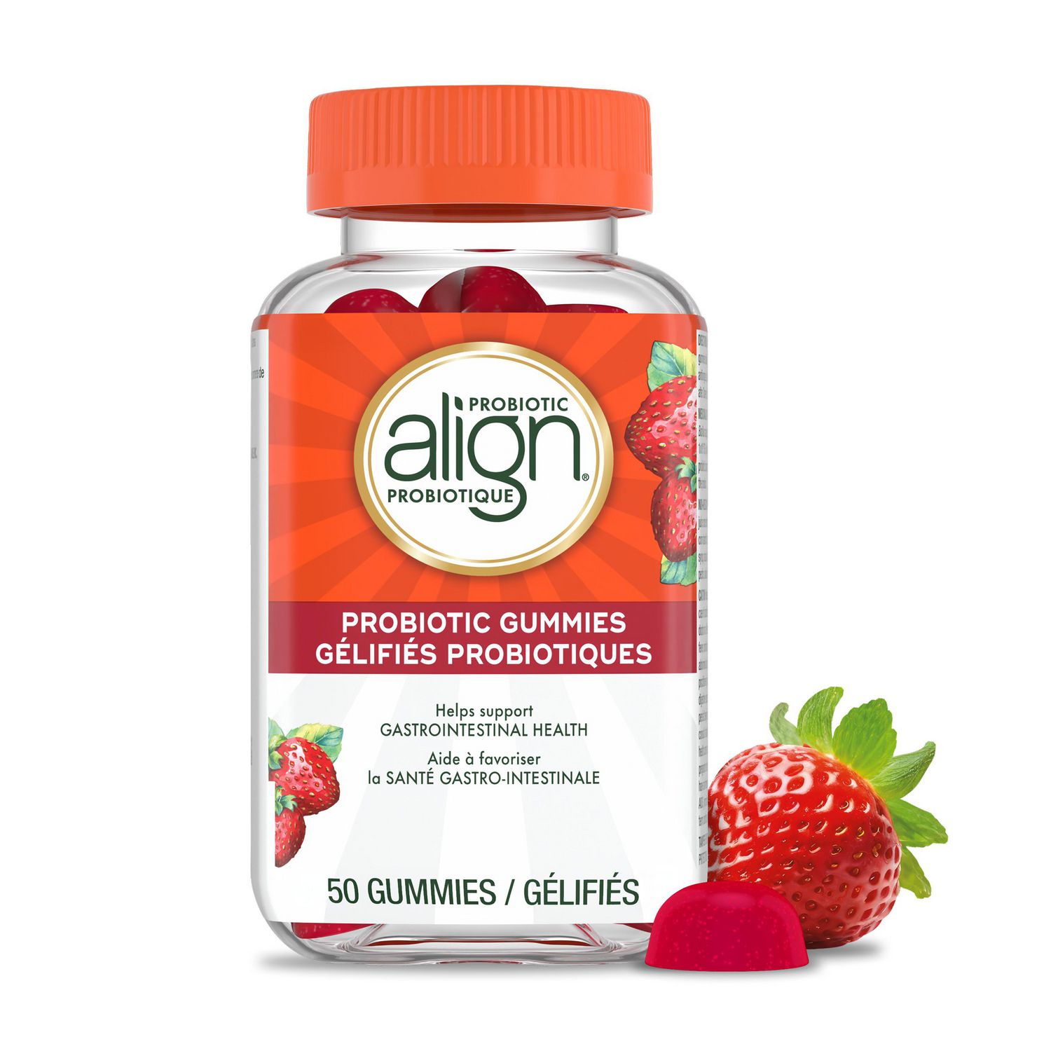 Align | Daily Probiotic Gummy | 50 Count | Strawberry Flavoured | Helps Support Gastrointestinal Health