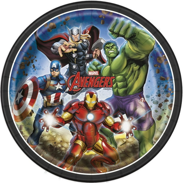 8 Assiettes Avengers de Marvel en papier de 9 po Assiettes à dîner rondes Avengers de 9 po, 8 ct